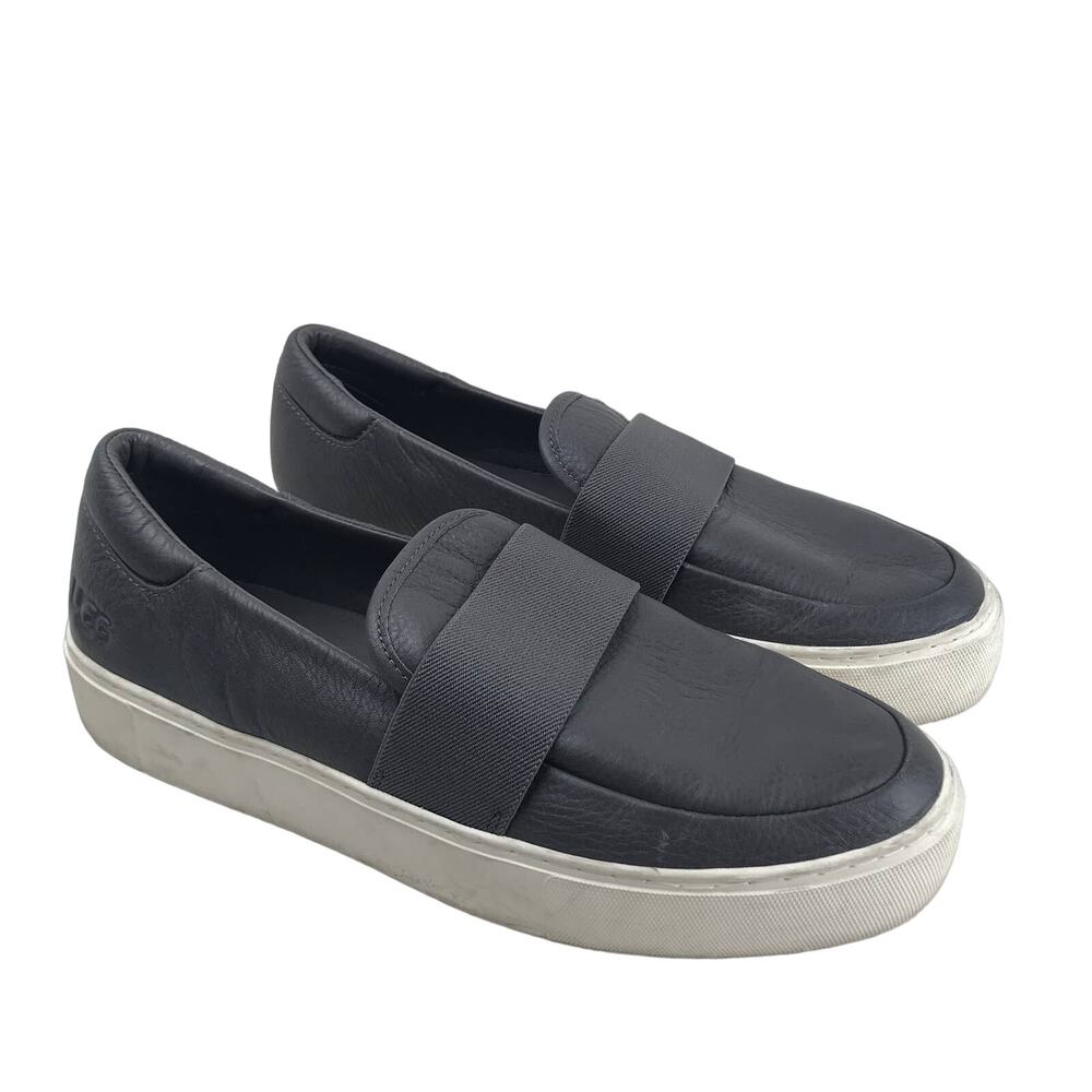 UGG Women's Chayze Leather Slip-On Sneaker Loafer Gray Elastic Band Size 10